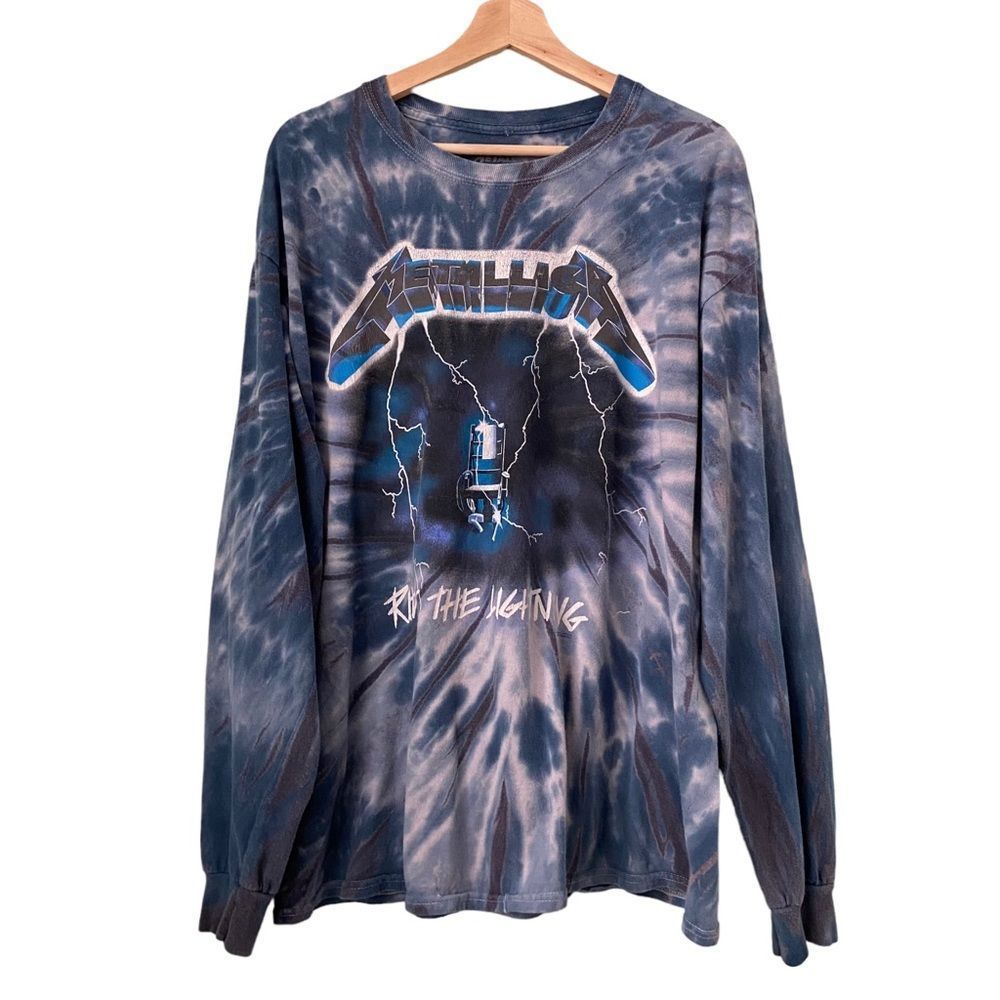 VINTAGE Metallica Ride The Lightning US Tour 1985 Long Sleeve Tie Dye XL